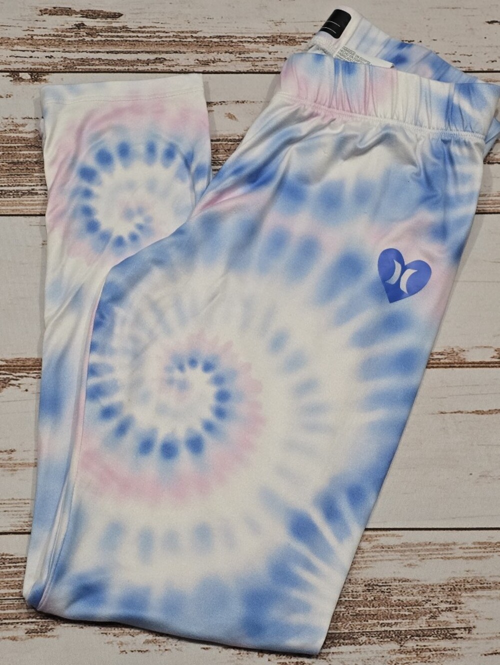 Hurley Leggings Girls XL Tie Dye White Blue Long Soft Stretch